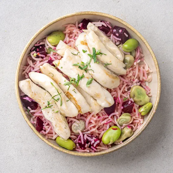Creamy Chicken & Beet with Broad Beans Pilaf